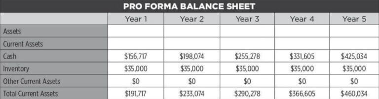 Balance Sheet of Sample Business Plan