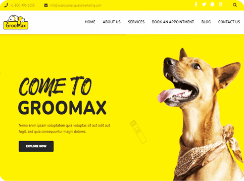 Pet grooming website