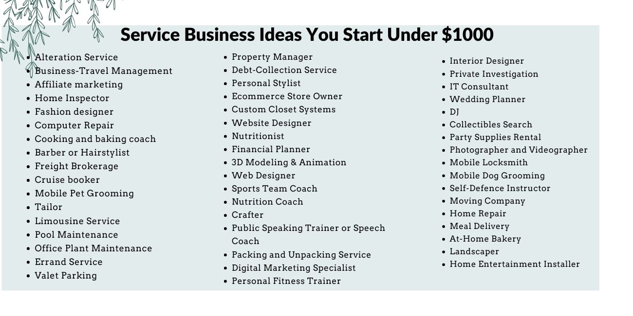 service business ideas 1000