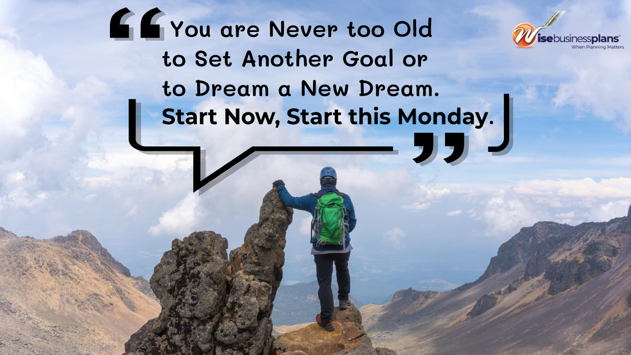 You are never too old to set another goal or to dream a new dream start now start this monday
