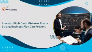 startup founder explaining investor pitch deck mistakes with business plan